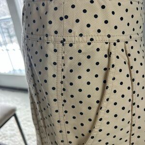 DKNY Cream and Black Polka Dot A-Line Skirt
